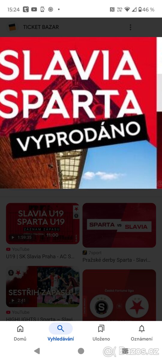 SK Slavia Praha Ac Sparta Praha 10.5 lístky vedle sebe