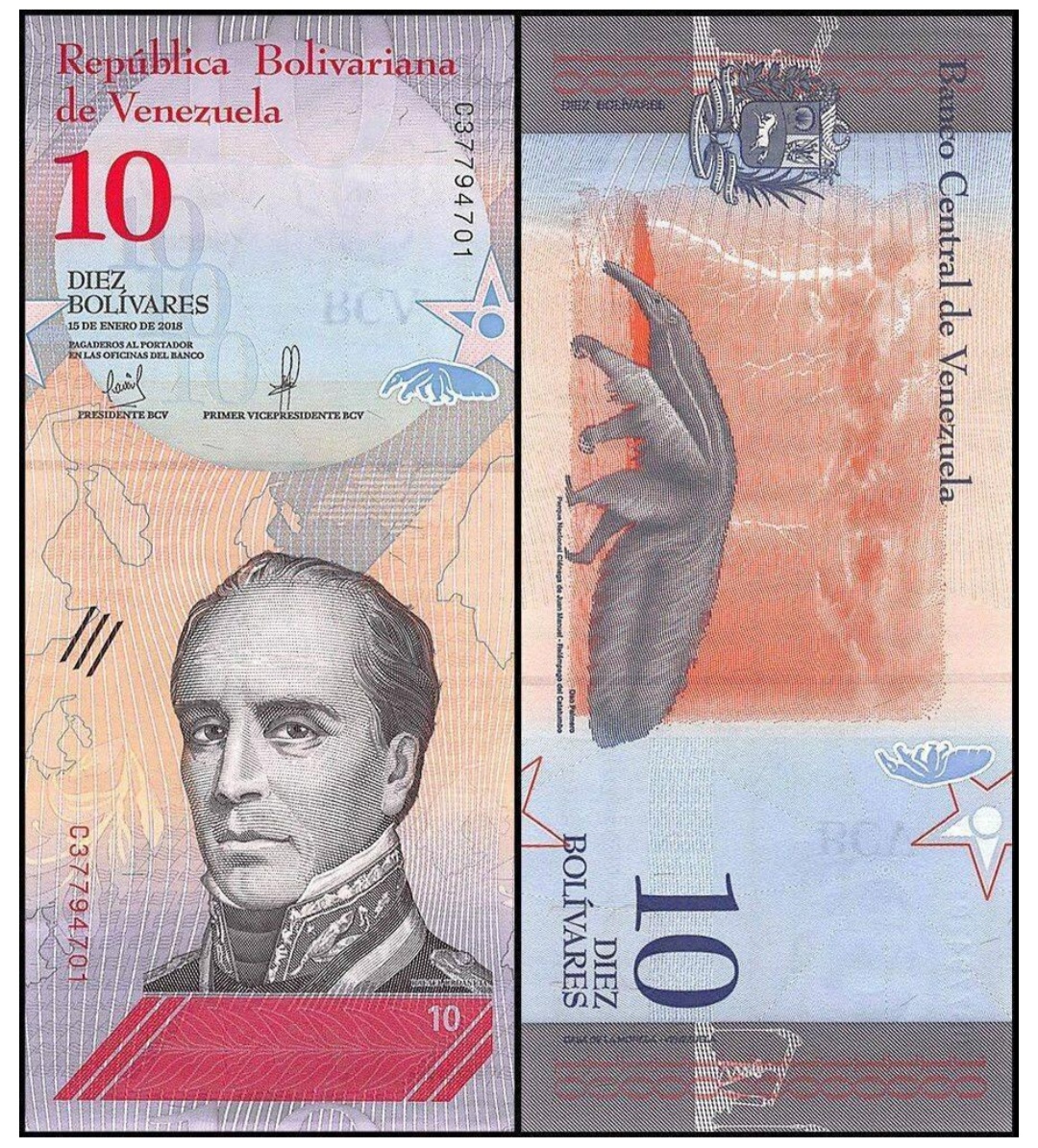 Venezuela - 10 Bolívarů bankovka, 2018, UNC