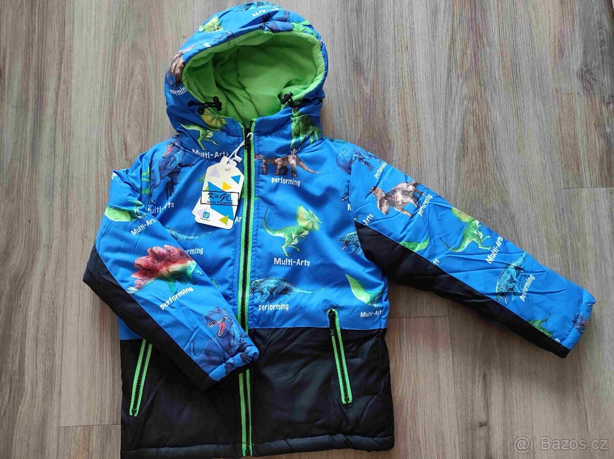 Zimní bunda s dinosaury chlapecká nová