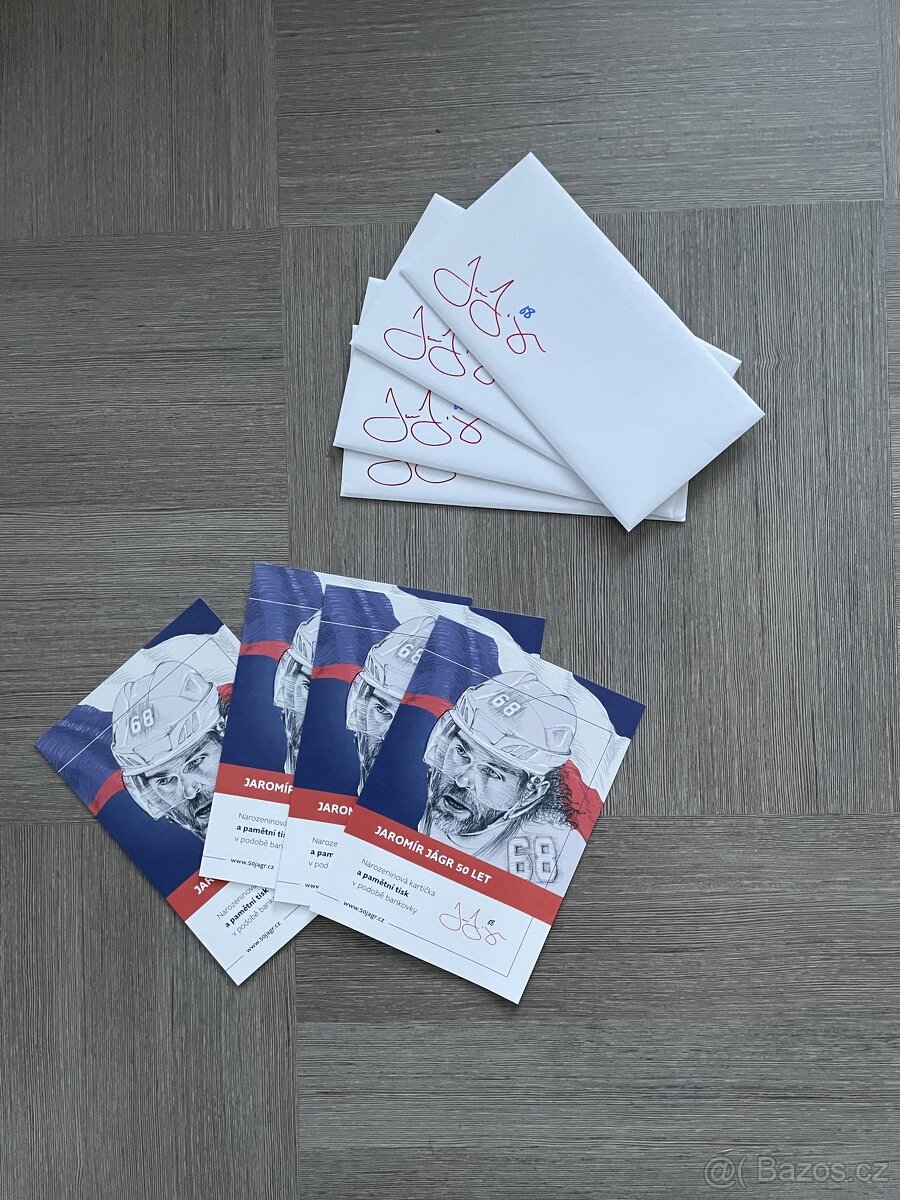 Jaromír Jágr 4x pamětní BANKOVKA 50 let + kartička
