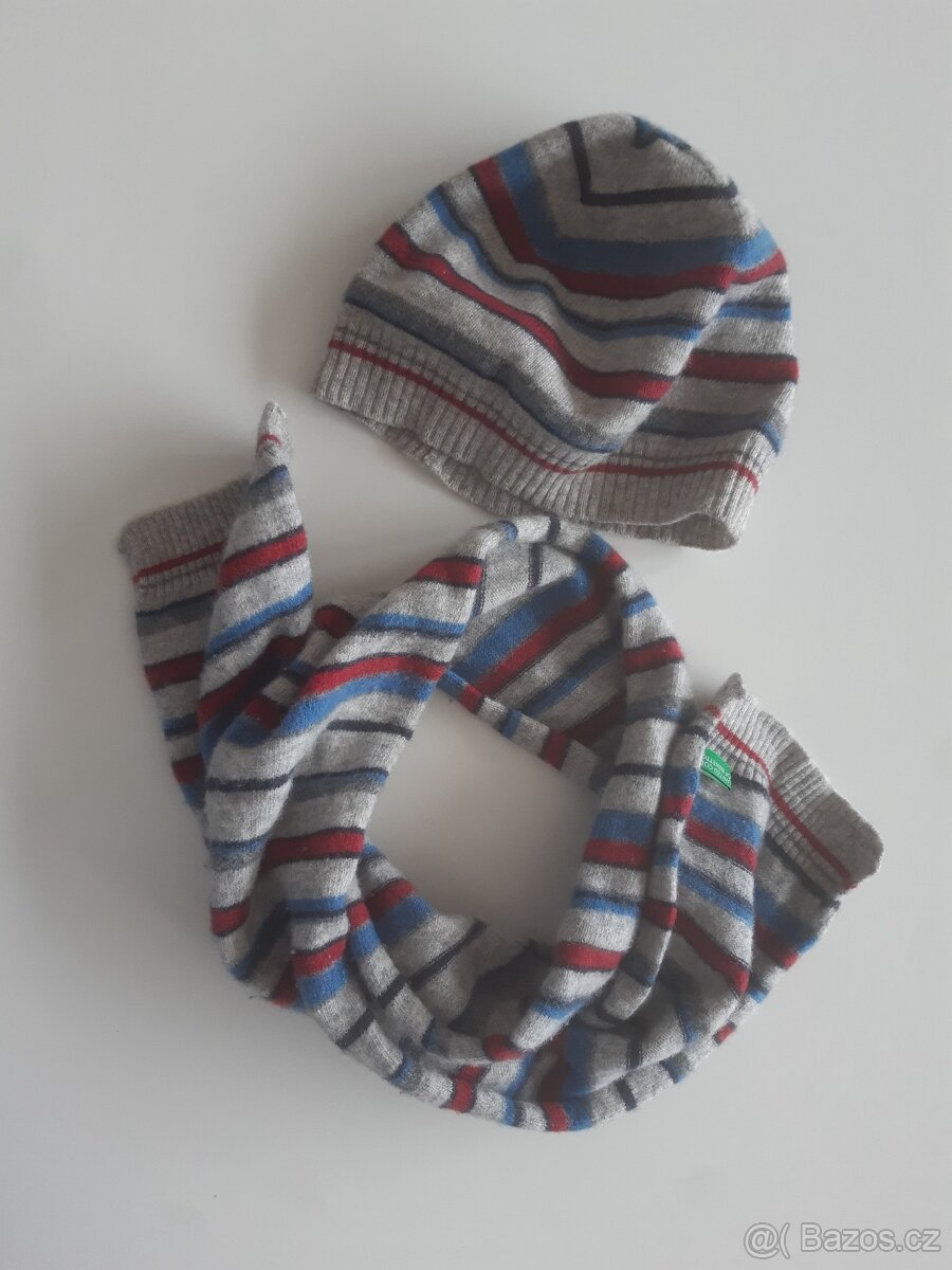 Set Benetton - čepice + šála, XXS (3-4roky)