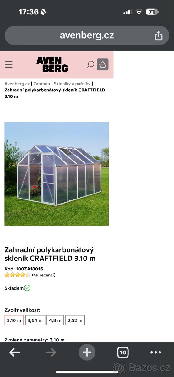 Prodám skleník craftfield