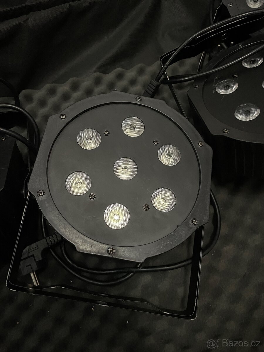 LED PAR reflektory 7x12W RGBW + taška – Světla pro DJ, konce