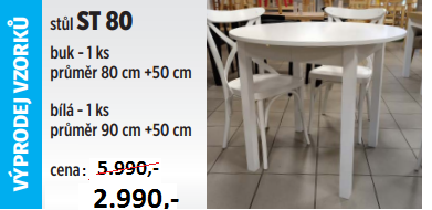 Nový rozkládací kulatý stůl za půl ceny - poslední 1 ks
