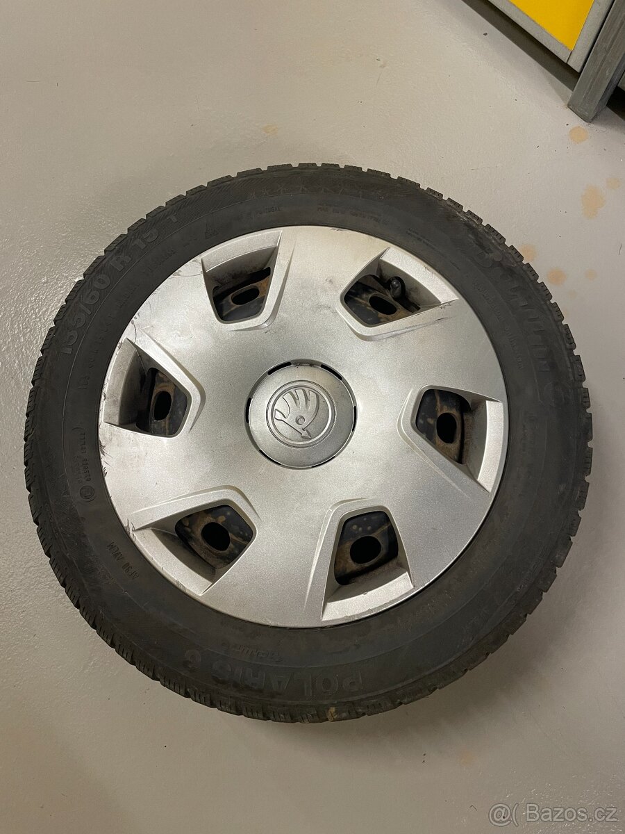 plechová kola s disky + zimní gumy, 185/60 r15