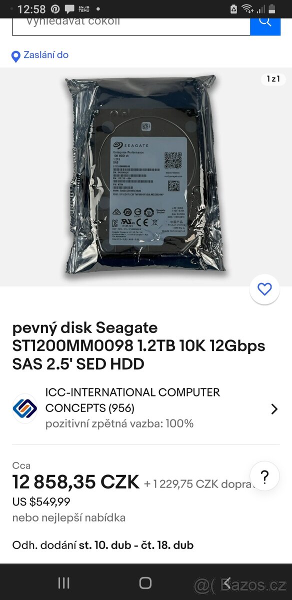 Pevné disky  seagate server dobrý  stav.