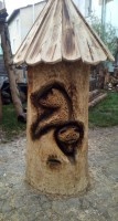 dřevěné sochy, výrob klátů, včelí ůly