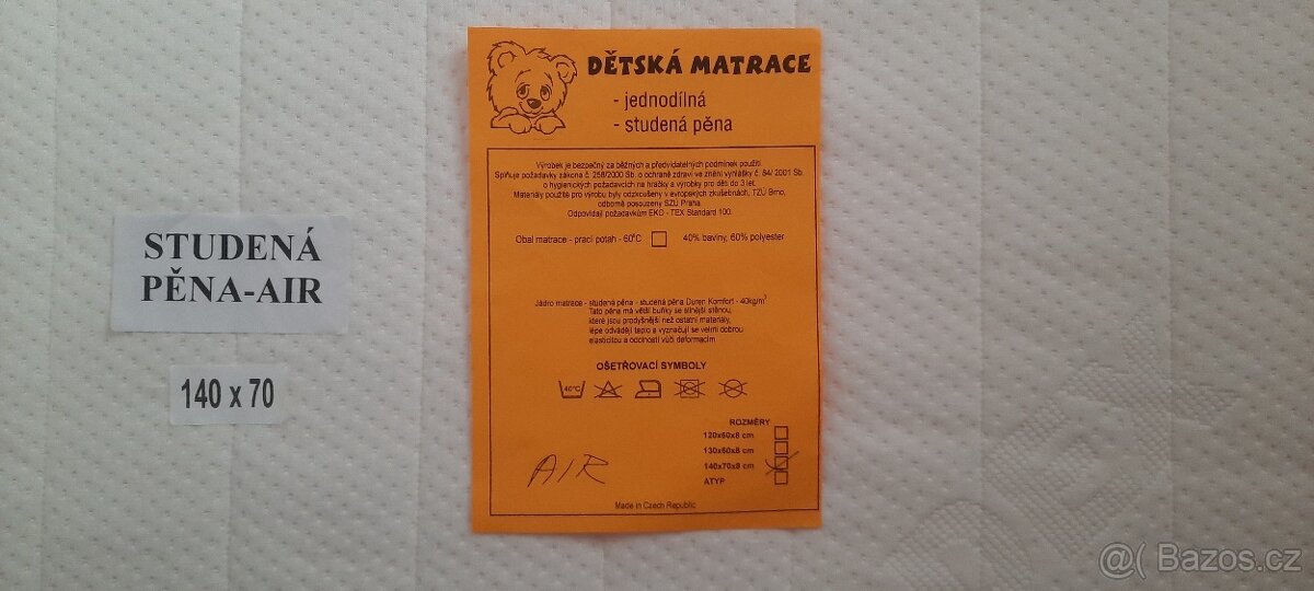 Dětská matrace 140x70
