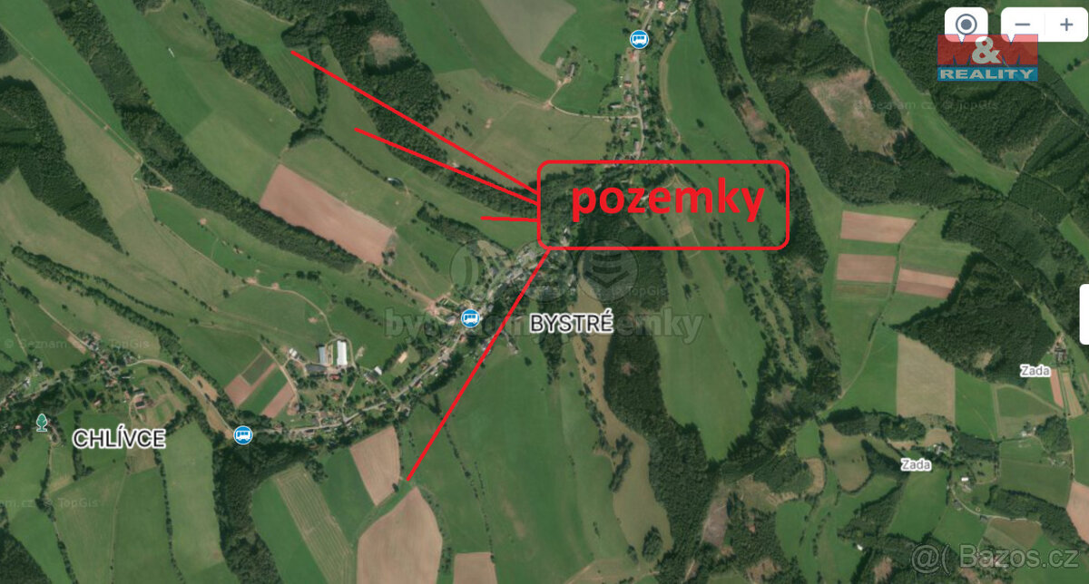 Prodej louky, 121606 m², Stárkov - Bystré