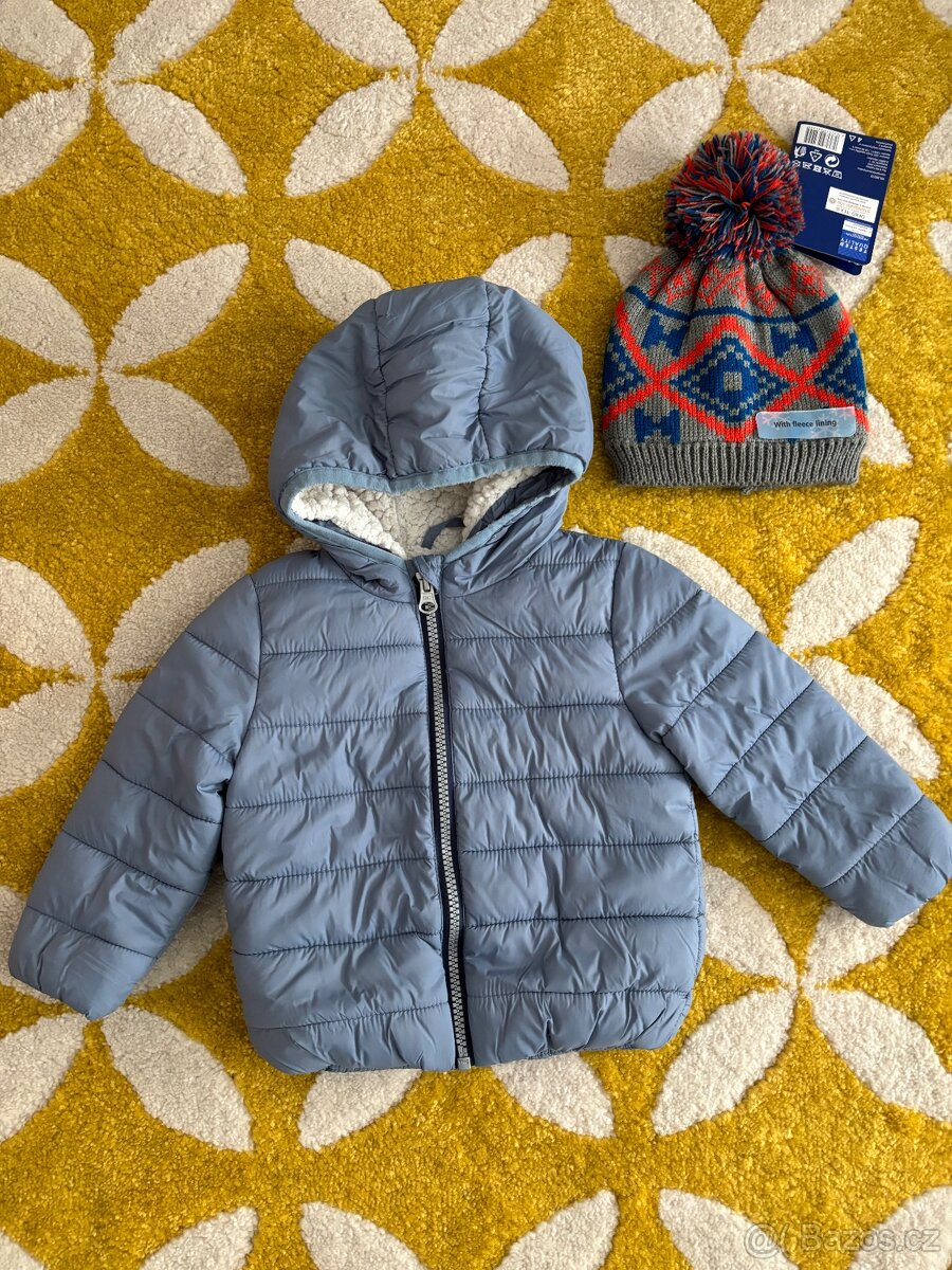 Zimní bunda F&F vel. 80 (9-12 měs.) + čepice