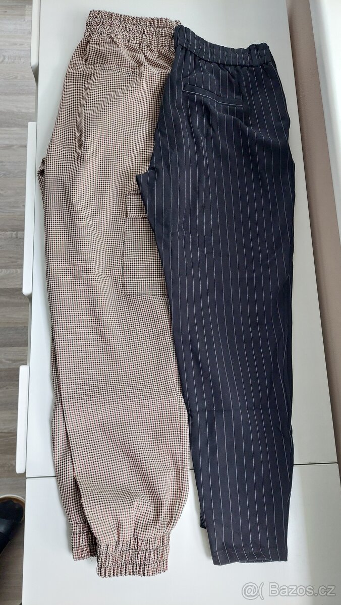 Dívčí/dámské kalhoty - černé s proužky, hnědé