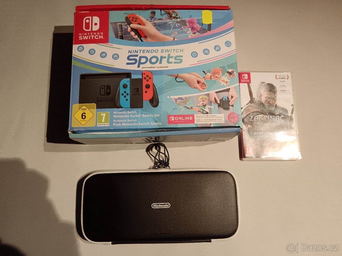 Nintendo Switch-Neon Red&Blue+Switch Sports,v záruce