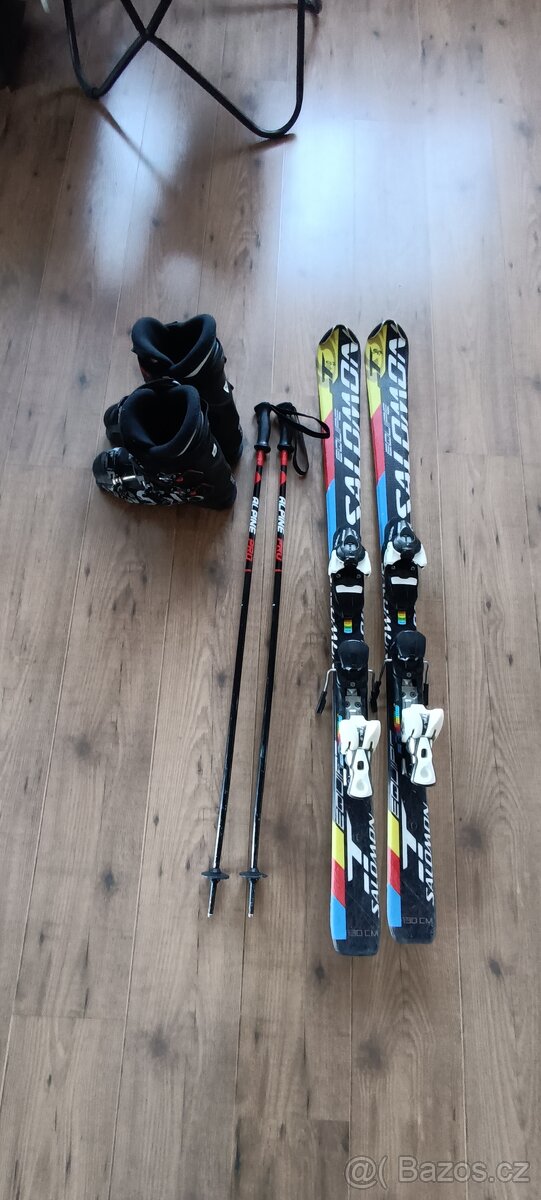 Lyžařský set boty, lyže, hůlky