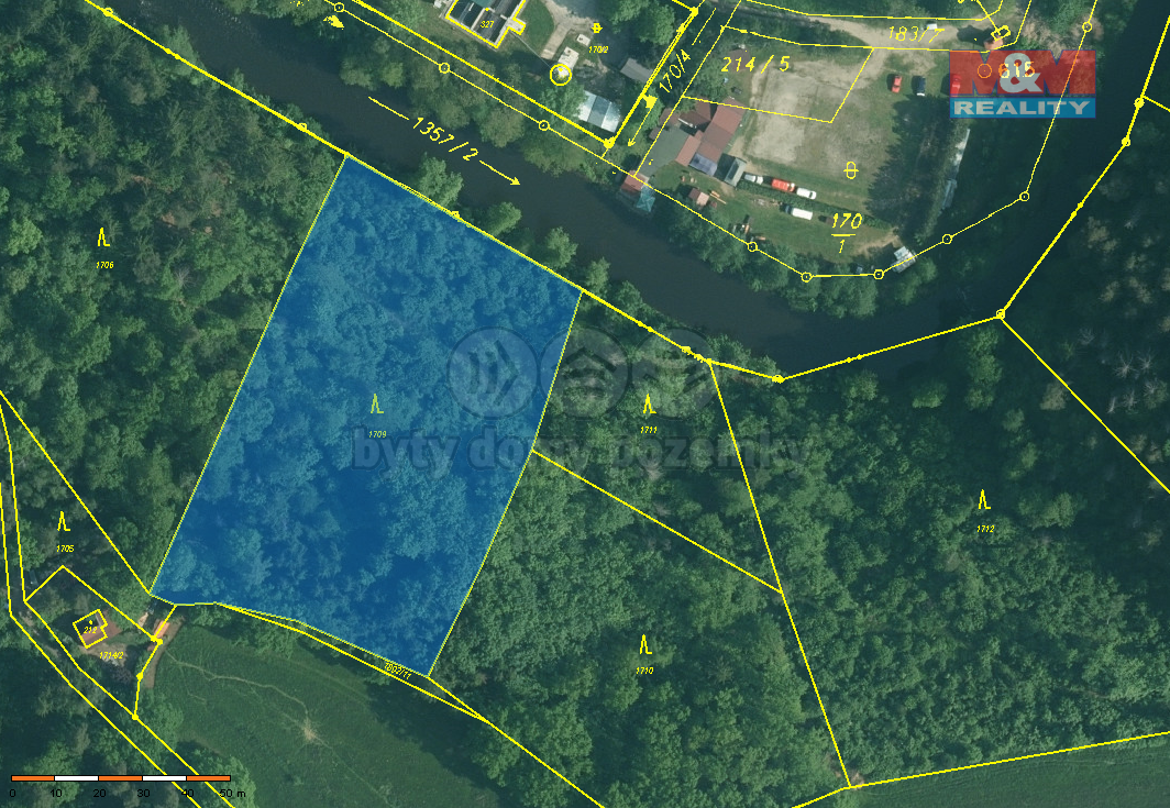Prodej lesa, 6543 m², Římov - Branišovice