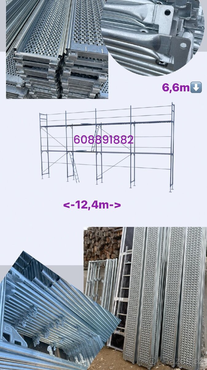 Prodám dvě sady lešení, jedna sada p. Plocha 82m2