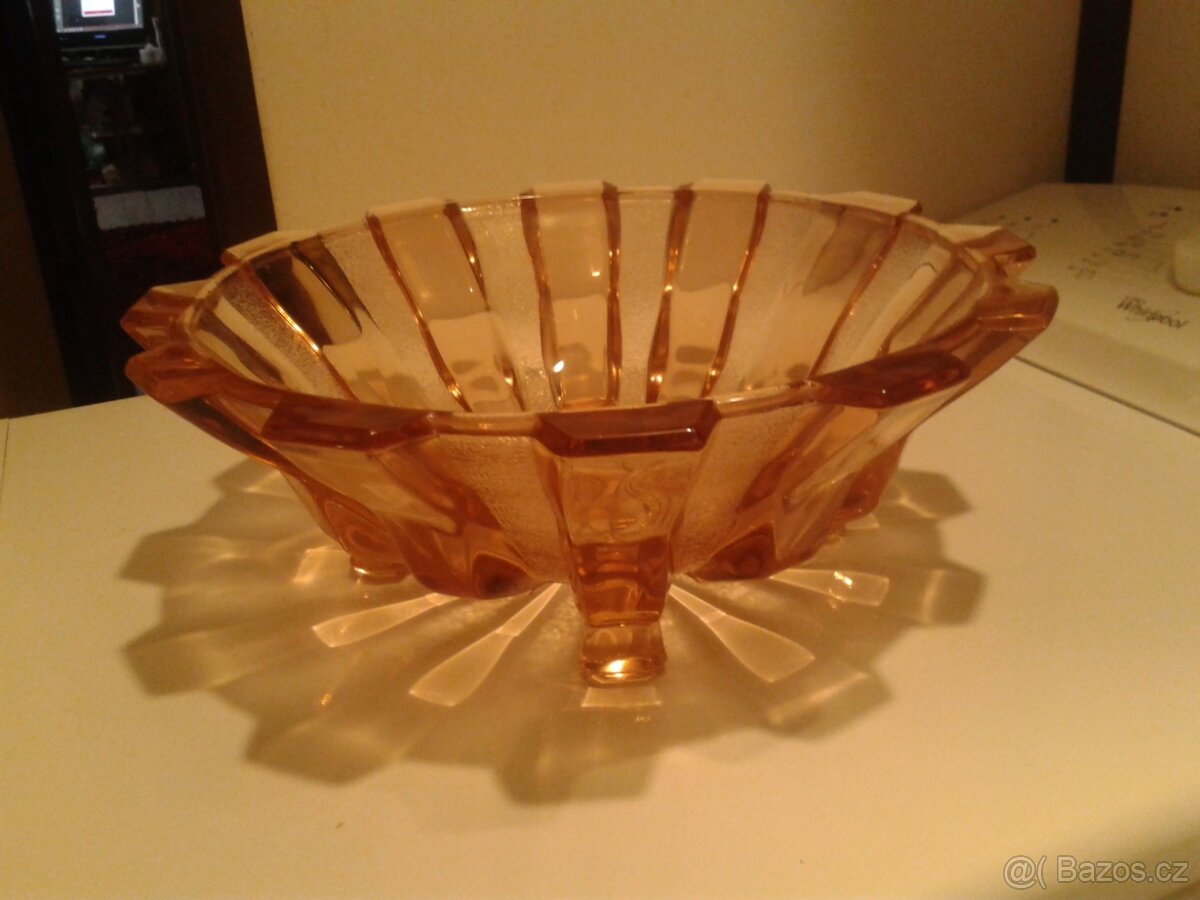 Jantarová skleněná mísa