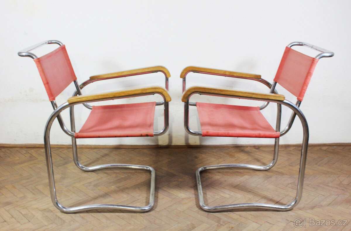 křesla H-80 + stolek,Jindřich Halabala