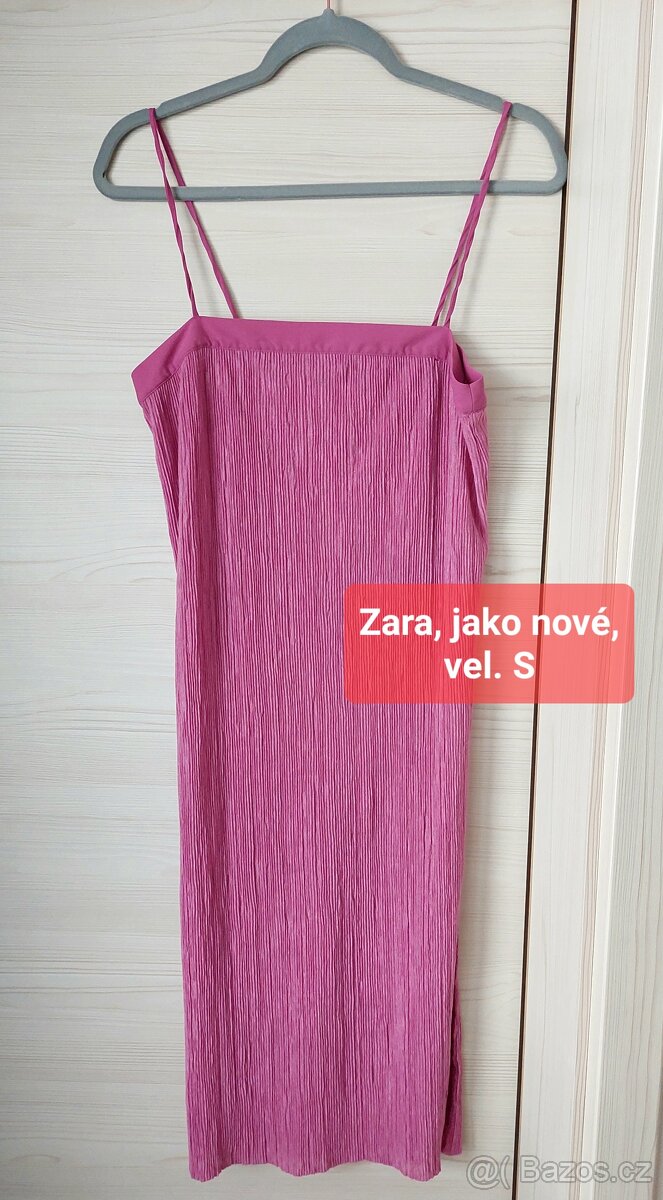 Vel. S Zara růžové strukturované šaty
