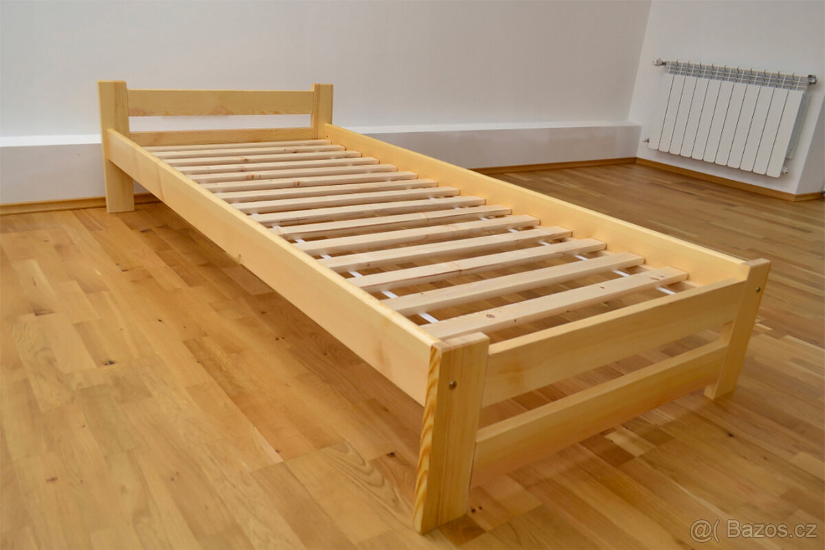 Nová postel borovice 90x200 cm masiv s roštem