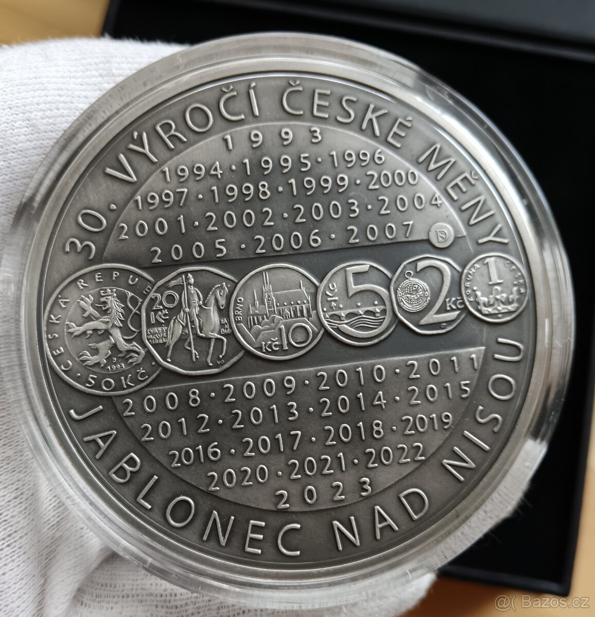 Stříbrná 10 uncová Medaile jen 300ks 30 let České Měny