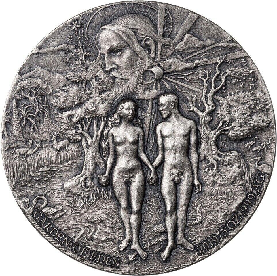 GARDEN OF EDEN Adam Eve 5 Oz Silver Coin jen 750 ks