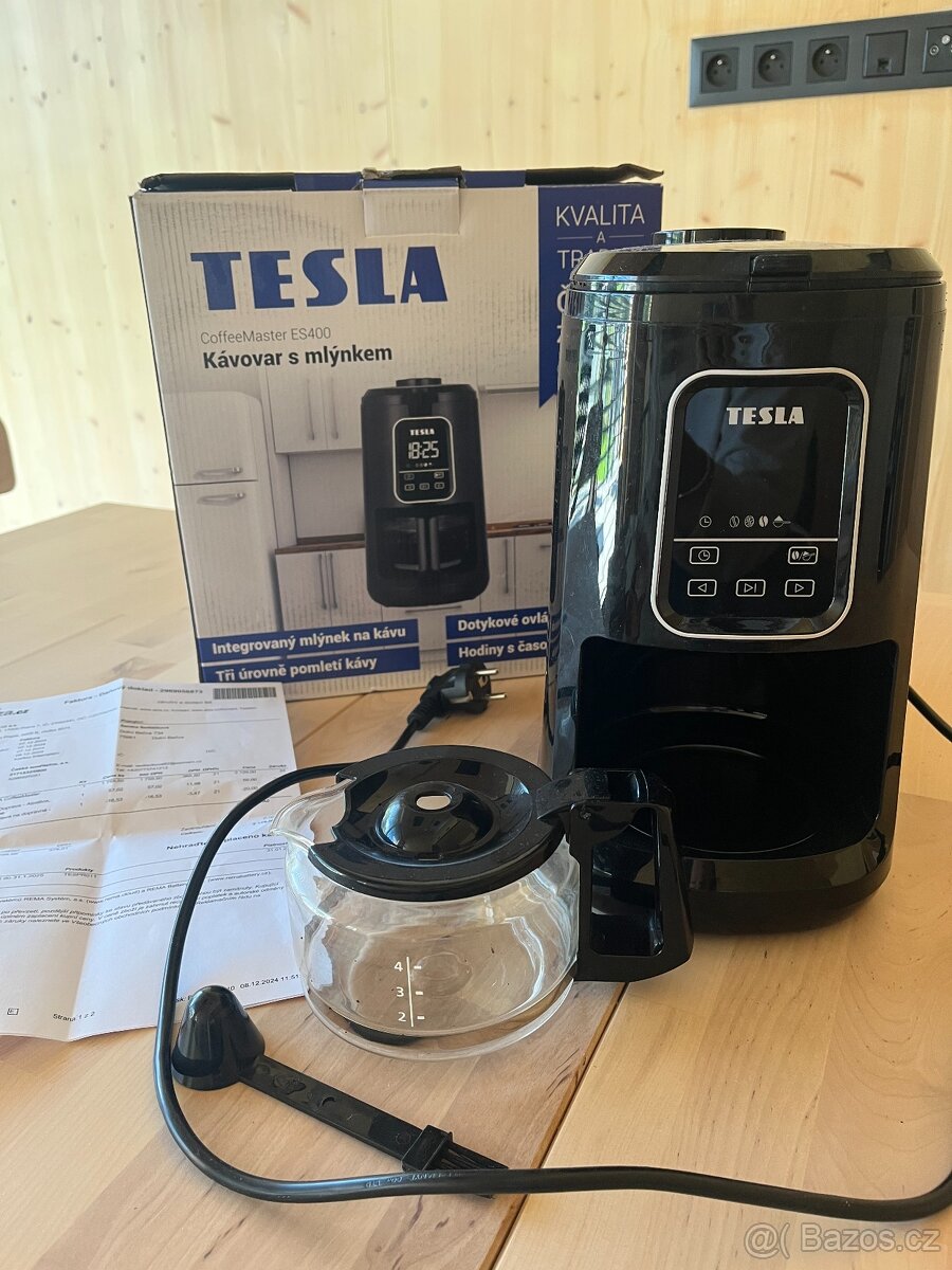 Tesla překapávač se zabudovaným mlýnkem + záruka