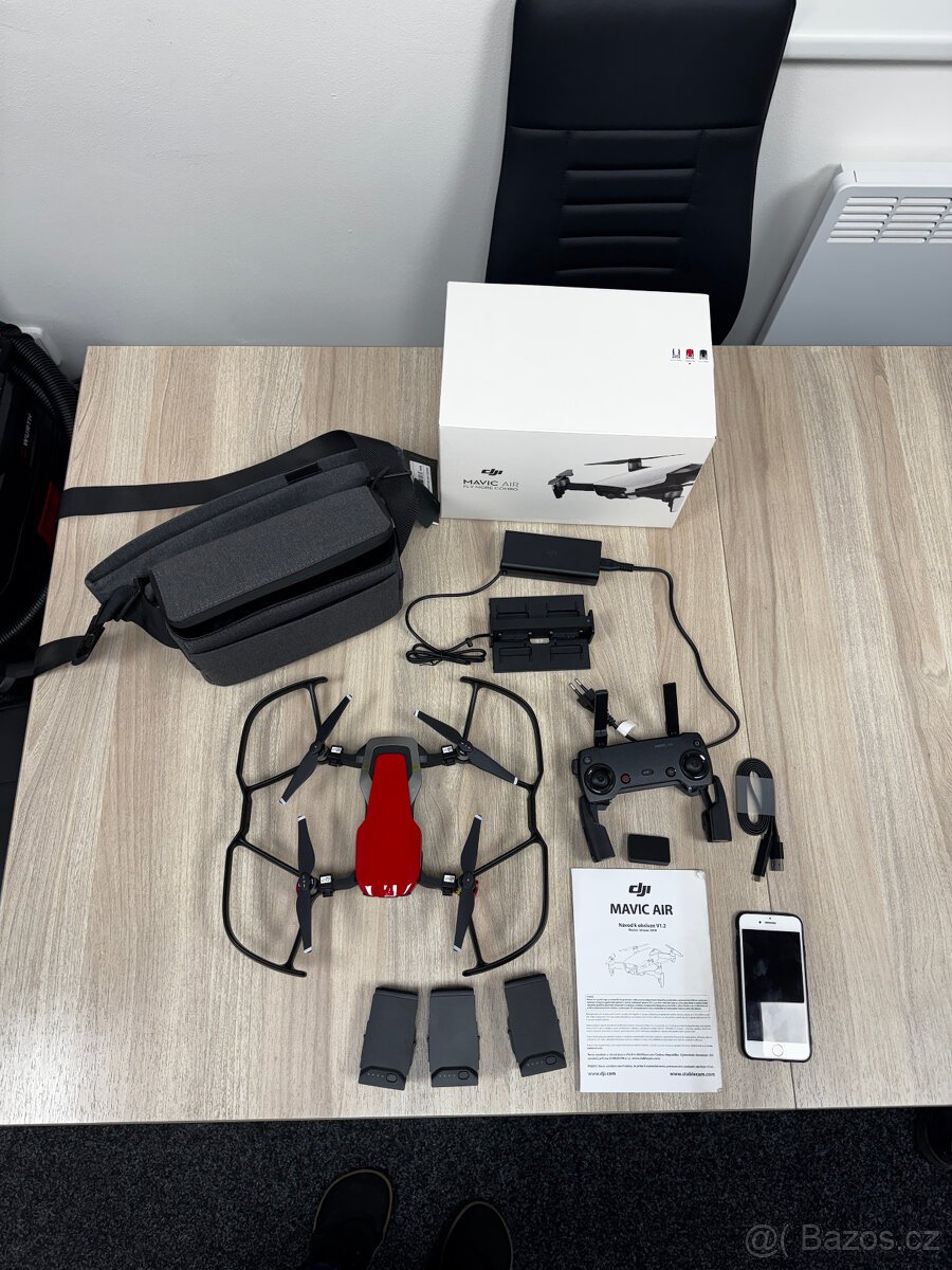 Prodám dron DJI MAVIC AIR Fly Combo, red + Iphone 7