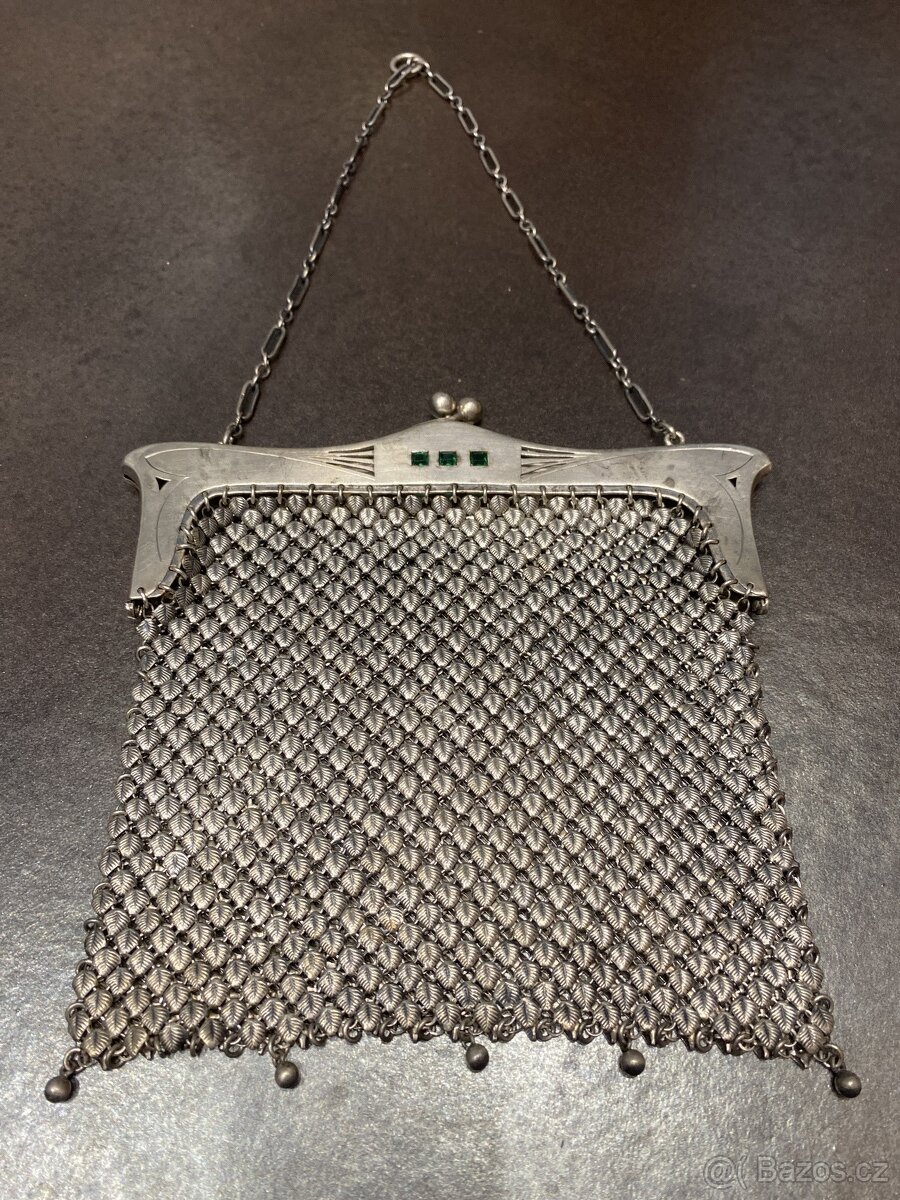 Krásná secesní stříbrná kabelka Ag. váha 194 g