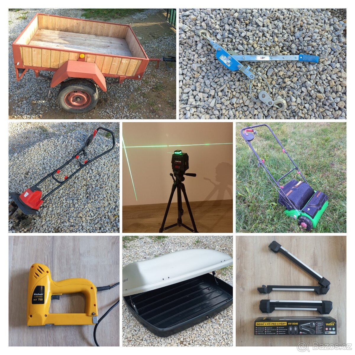 Bruska na sádrokarton, vibrátor do betonu, kultivátor, flexa