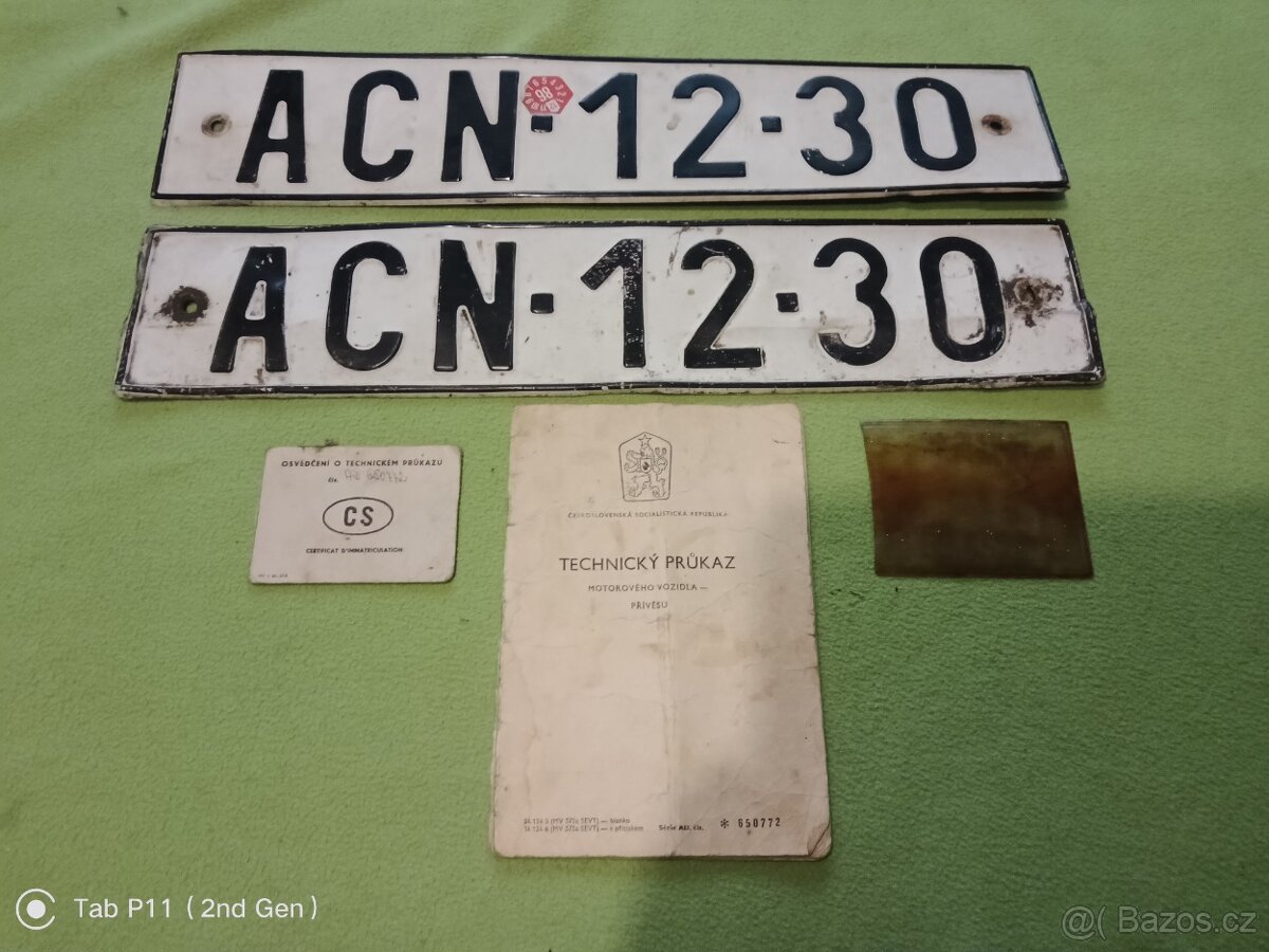 Škoda 100 1970 SPZ a doklady
