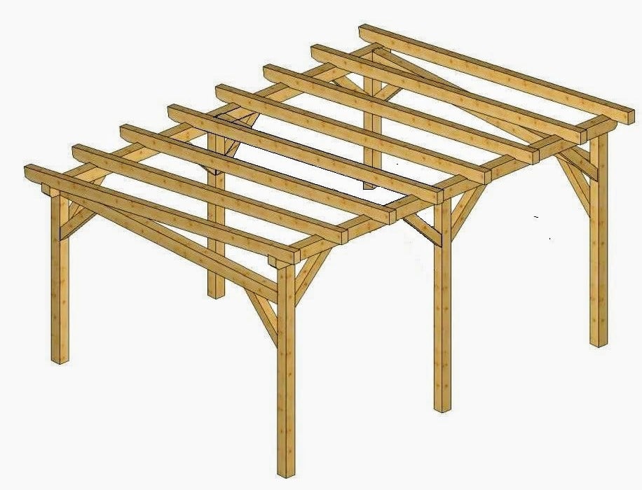 Pergola 5x3m (6x3m, 7x3m, 8x3m) z hranolů 10x10cm