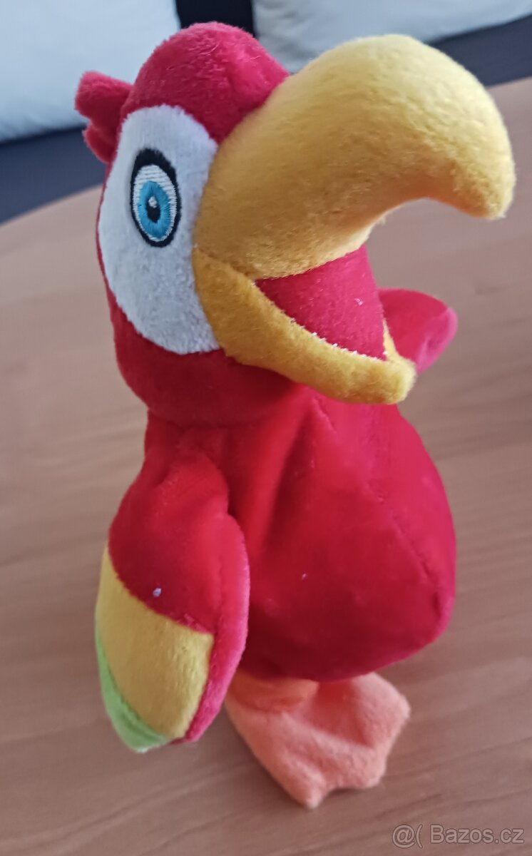 Plyšový papoušek na baterie