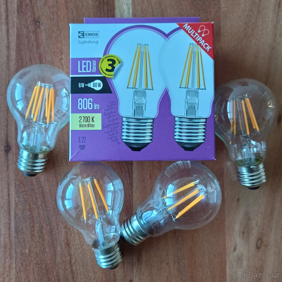 LED žárovky EMOS, 6W, E27, teplá bílá