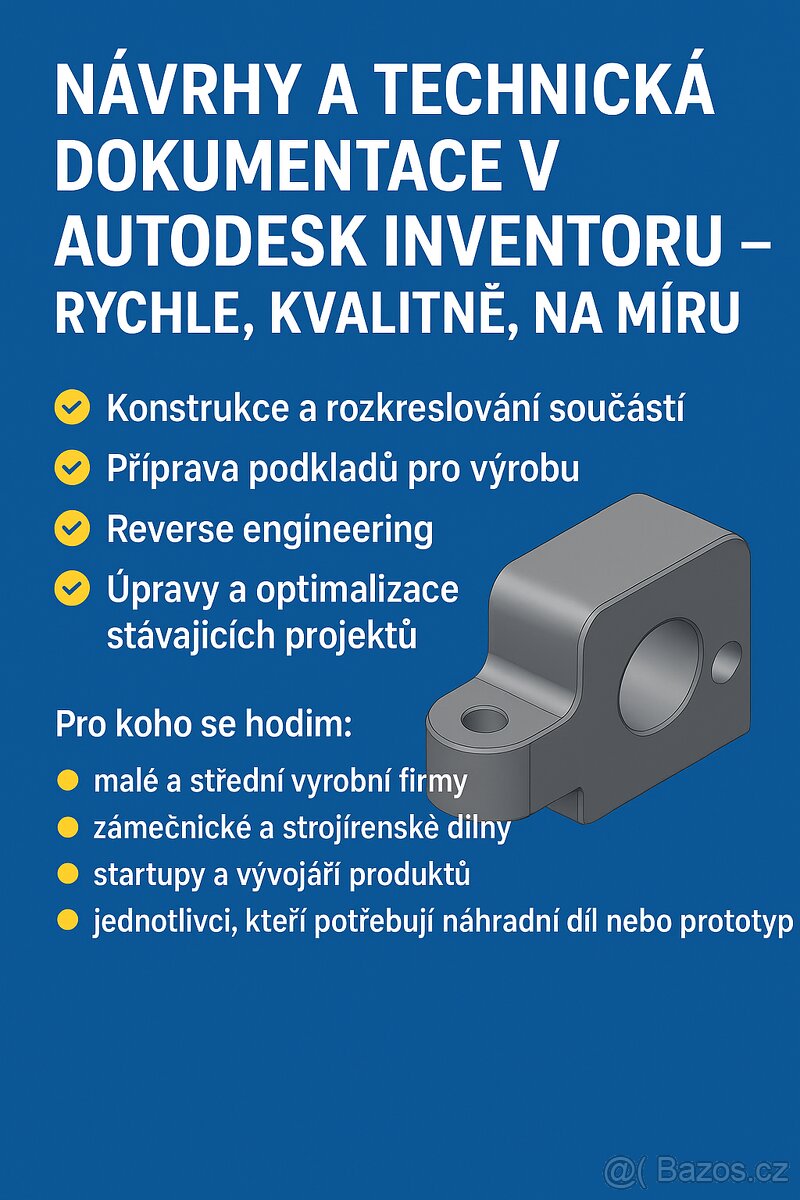 Návrhy a technická dokumentace v Autodesk Inventoru – rychle