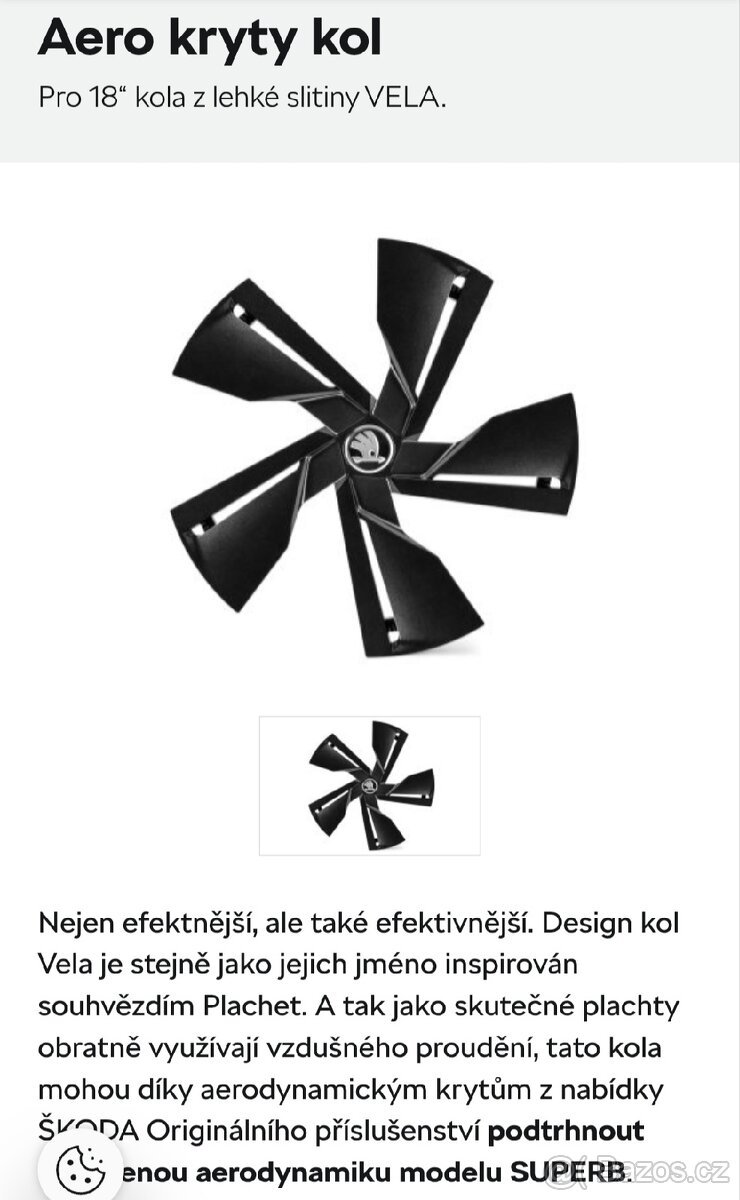Aero Vel kryty kol 18" Škoda Superb