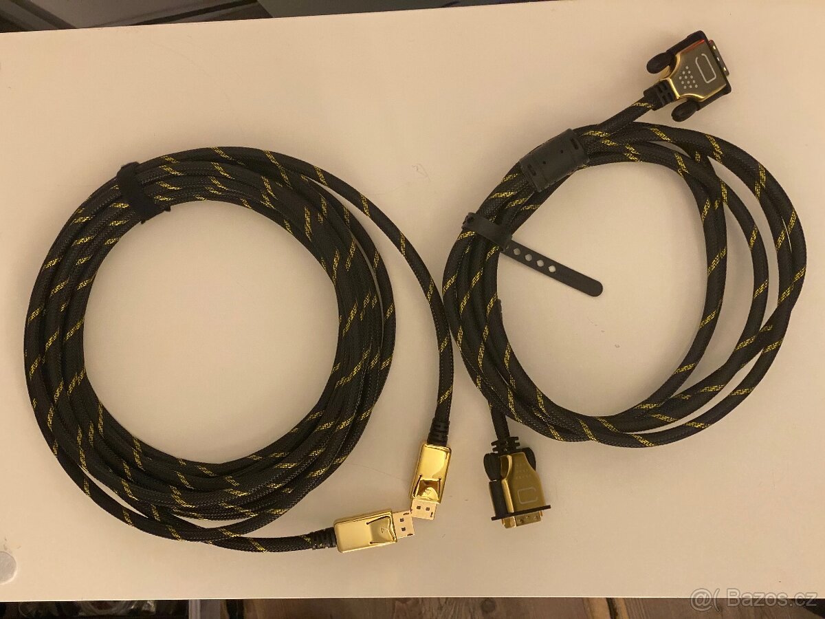 DVI (3m) a DisplayPort (7,5m) - Velmi kvalitní video kabely