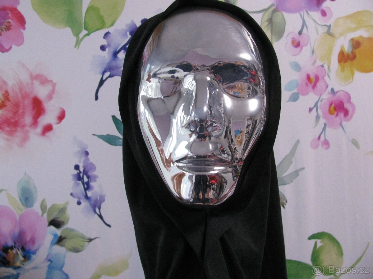 Karnevalová stříbrná maska, škraboška Halloween