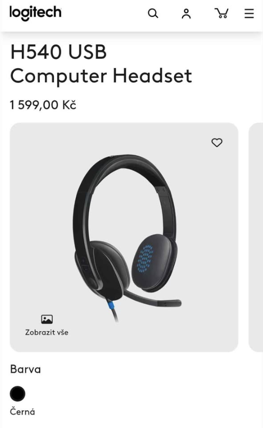 Logitech H540, sluchátka s mikrofonem, USB