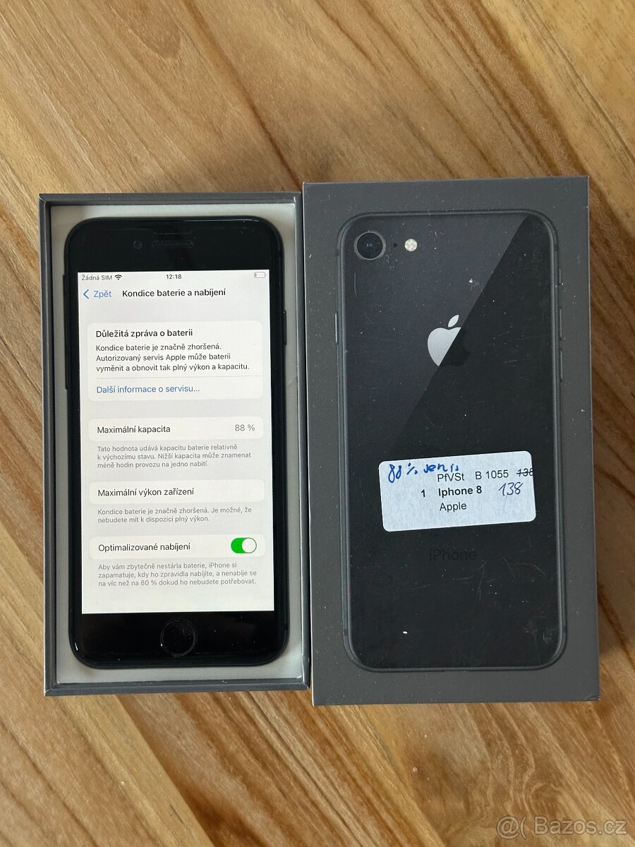 Apple iPhone 8 64GB černý + krabička, bat. 88%