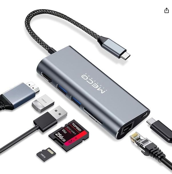 7v1 Hub USB C, HDMI, RJ45 2x USB  SD/Micro SD reader