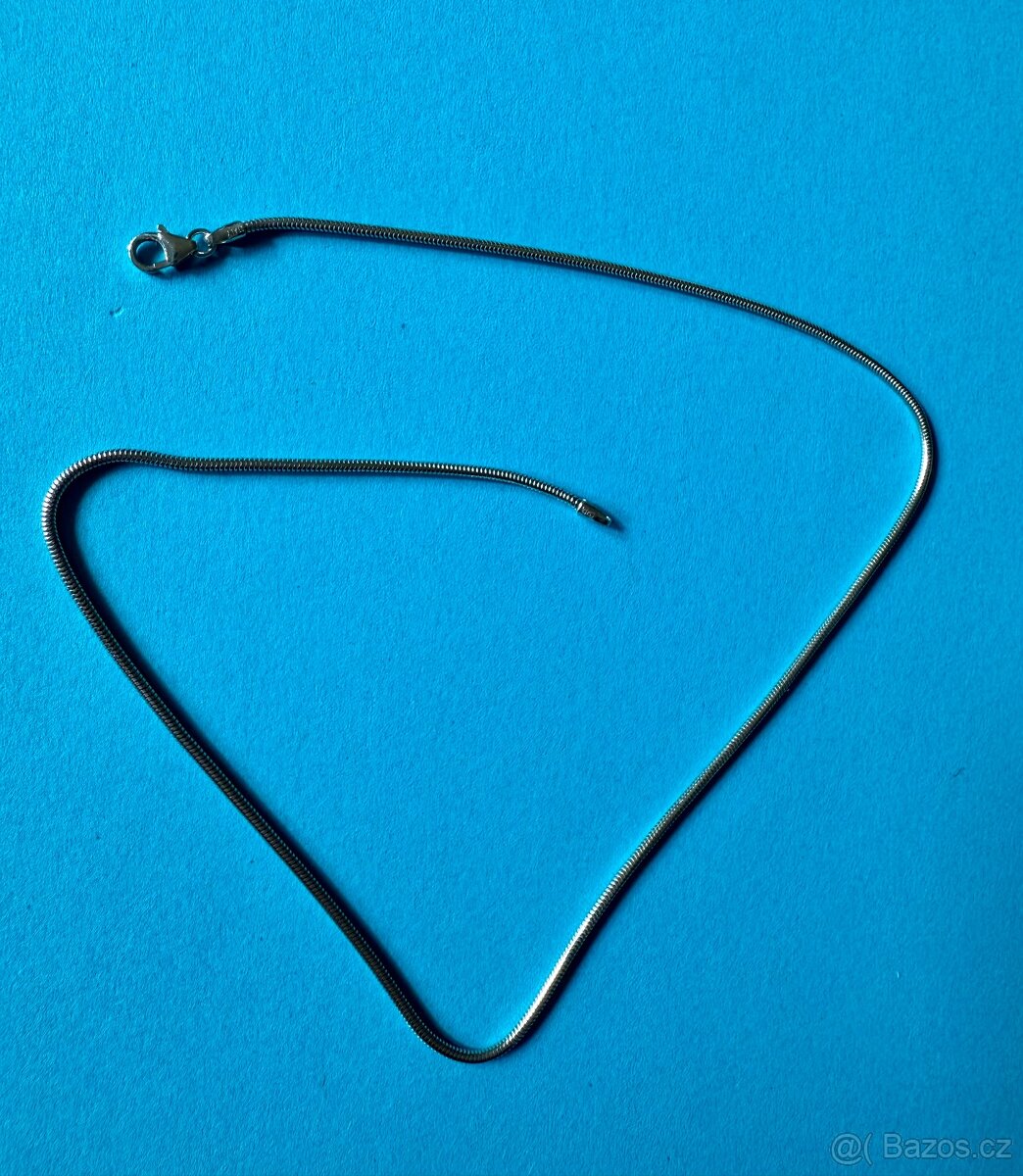 Stříbrný (Ag) rhodiovaný řetízek, 41 cm, sleva 600 Kč