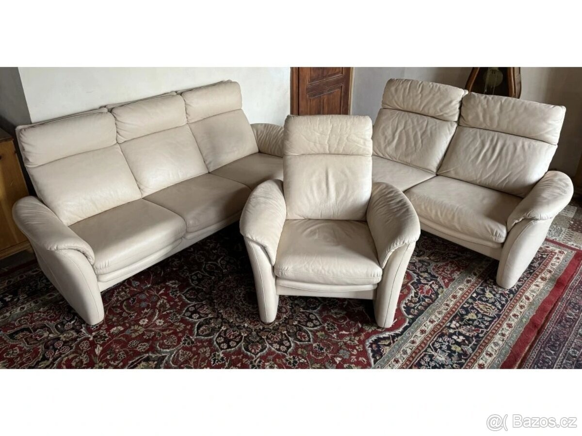 Luxusní kožená sedací souprava 3+2+1, 2883
