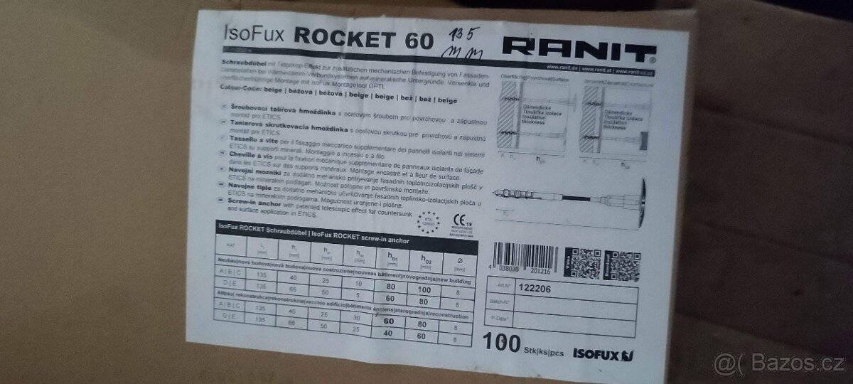 IsoFlux Rocket 60 - 135mm fasádní hmoždinka