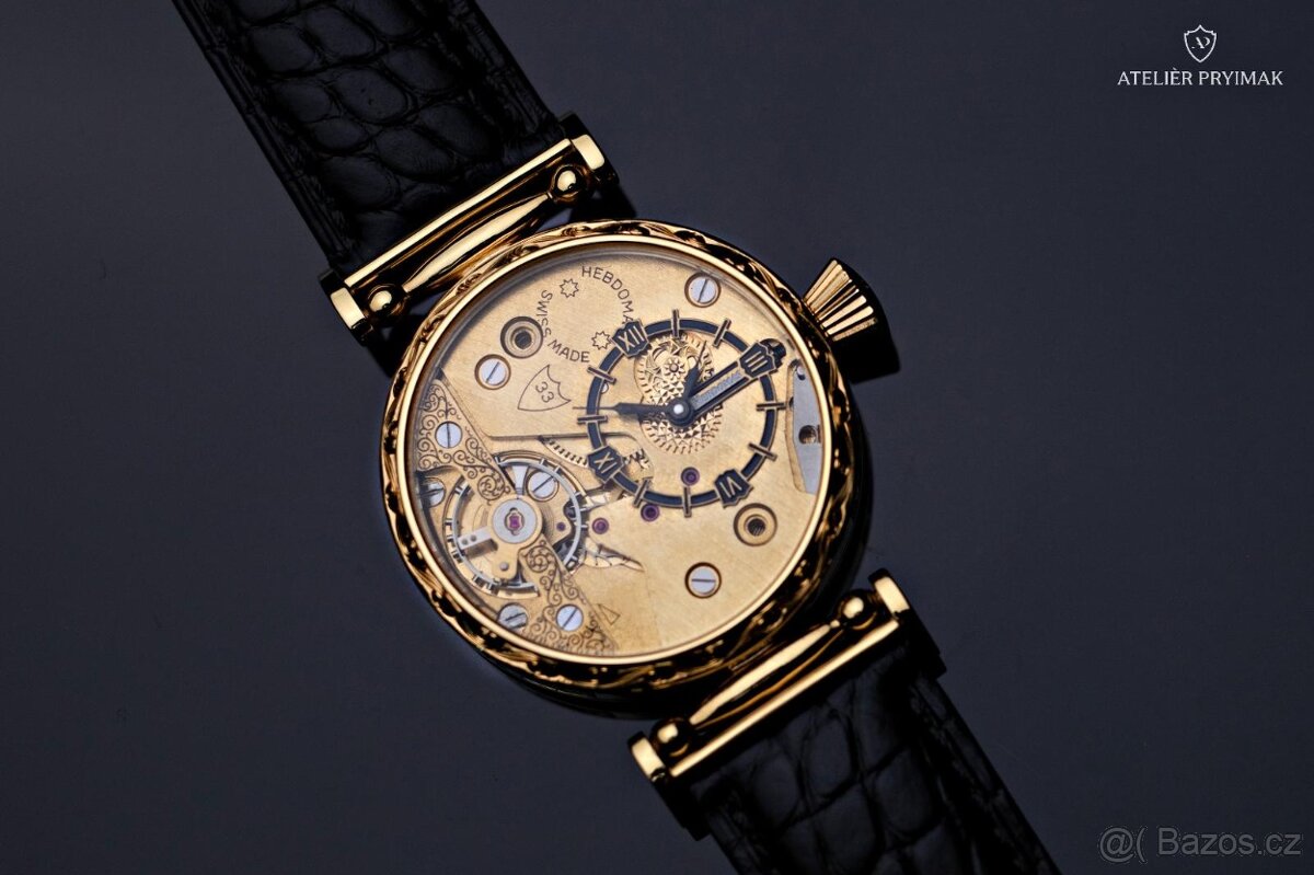 Jedinečné starožítné 8-denní hodinky HEBDOMAS 1910