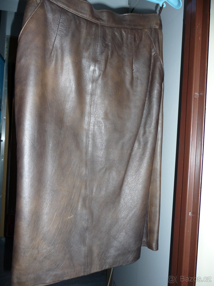 Sukně kožená dámská hnědá vel.40