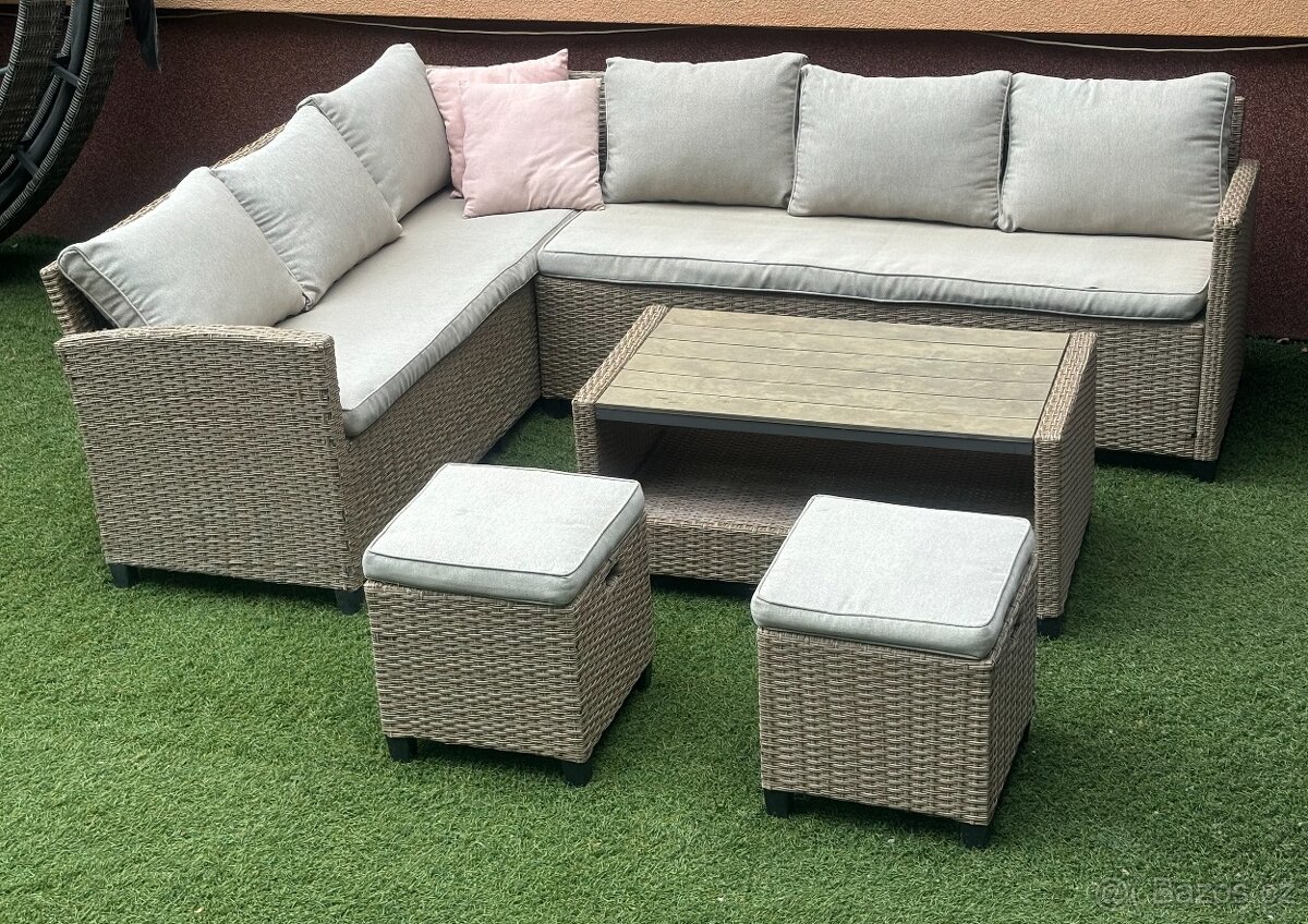 Ratanový zahradní set (béžový)