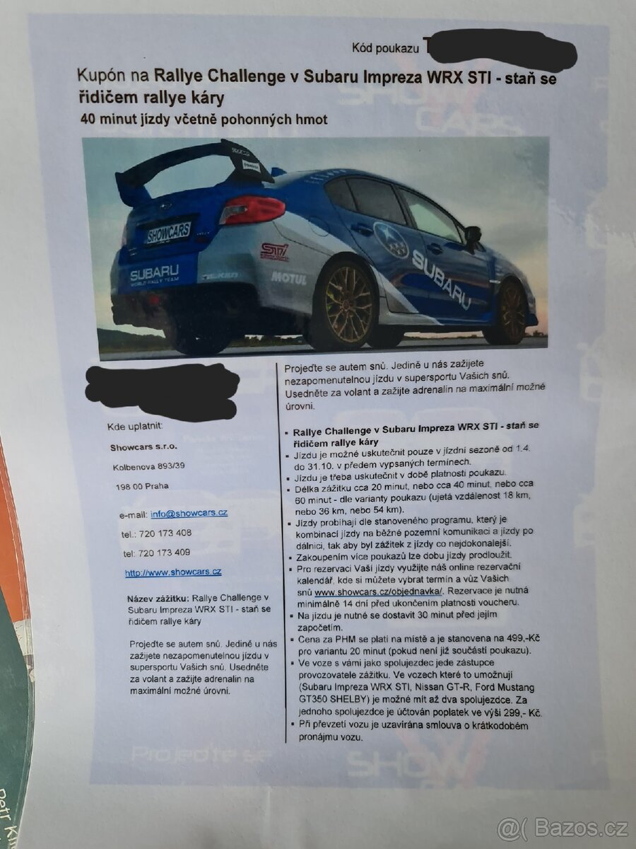 Zážitková jízda - poukaz
