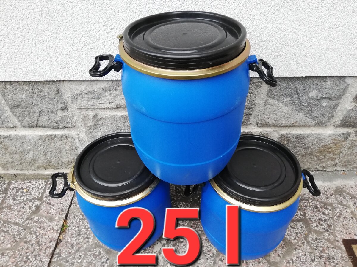 Plastové sudy 25l se sponou