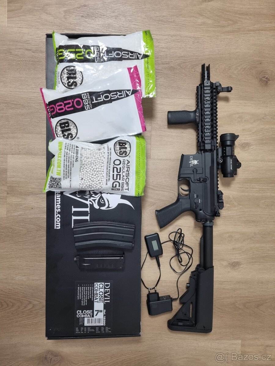 Devil Close Combat 7 (ASG) – AEG, funkční + box + kolimátor
