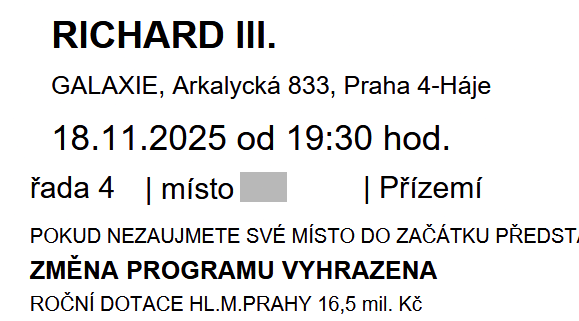 Dejvické divadlo: 2x Richard III. | 18.11.2025 19:30